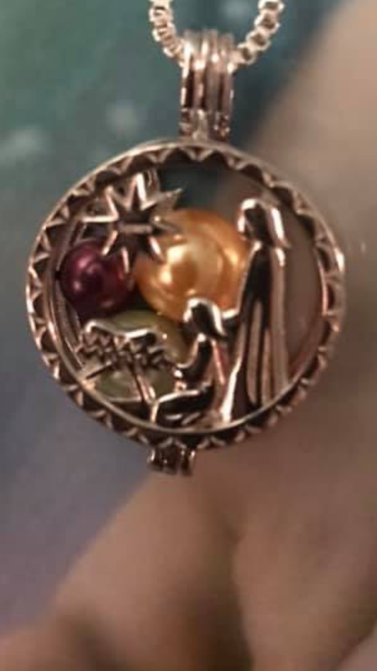 Nativity pearl locket