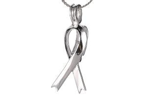 925 Stirling Silver Ribbon of Hope Cage Pendant
